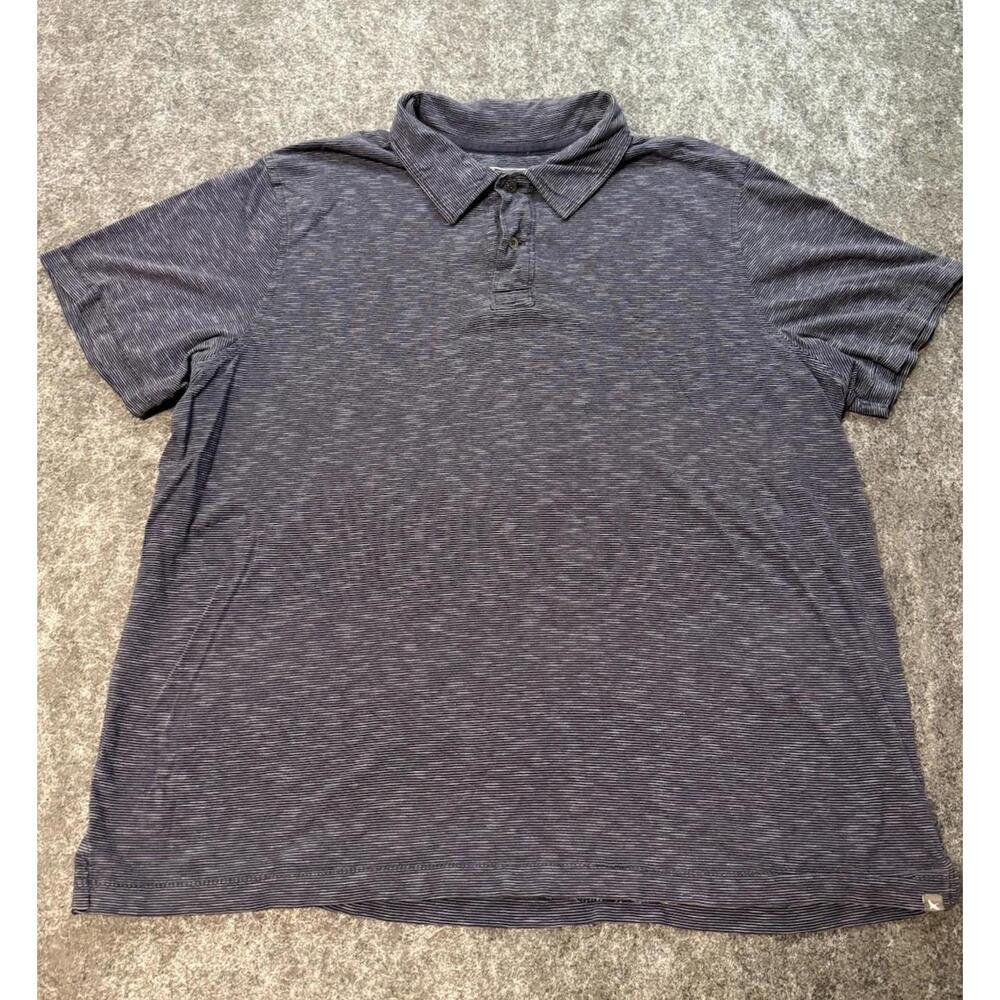 Eddie Bauer Men’s 2XL Short Sleeve Polo Shirt Blue Striped Outdoor Vintage